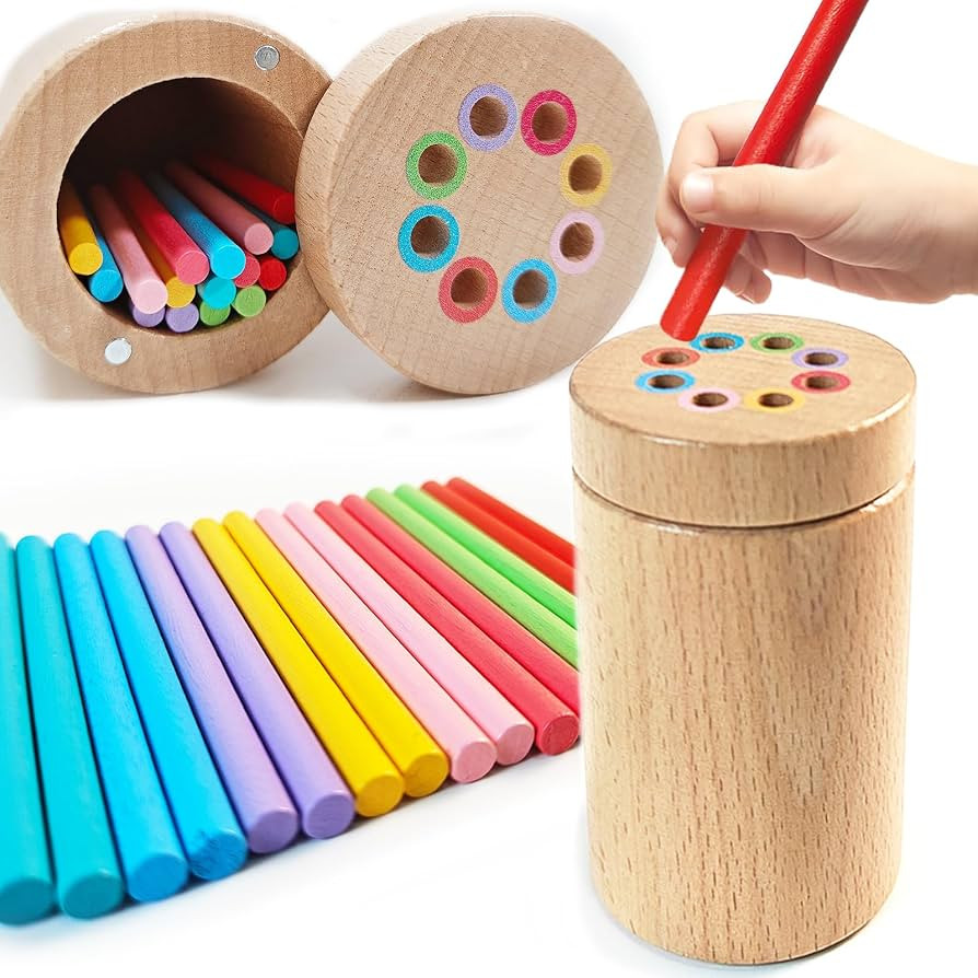 Montessori Toys for 1-3 Year Old Boys Girls, Wooden Learning Color Sorting Toys for Toddlers Fine... | Amazon (US)