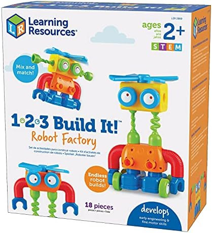 Learning Resources 1-2-3 Build It! Robot Factory, Fine Motor Toy, Robot Building Set, Ages 2+ | Amazon (US)