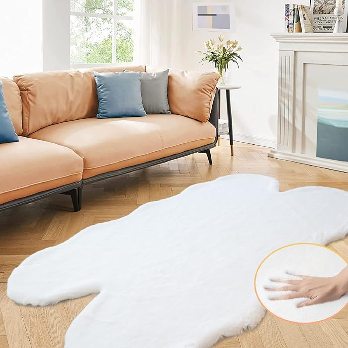 White Faux Rabbit Shaggy Fur Rug 4x6 Area Rugs for Living Room Washable Rugs Teen Room Bedroom Ho... | Amazon (US)