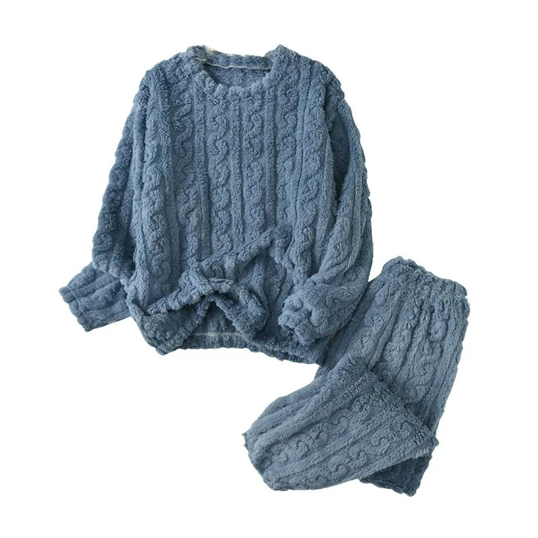 AherBiu Womens Flannel 2 Piece Homewear Sets Thermal Warm Winter Pajamas Outfits Tops with Pants ... | Walmart (US)