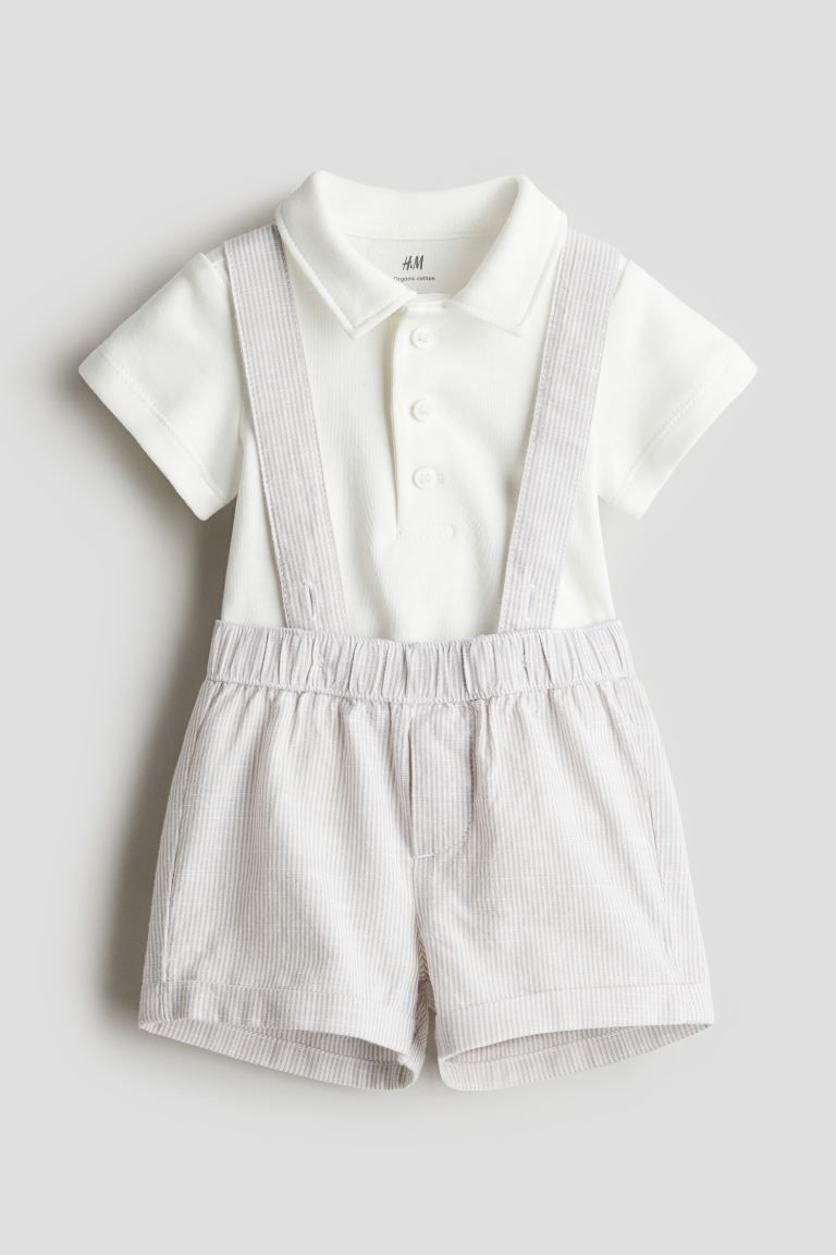 2-piece Cotton Set - White/striped - Kids | H&M US | H&M (US + CA)