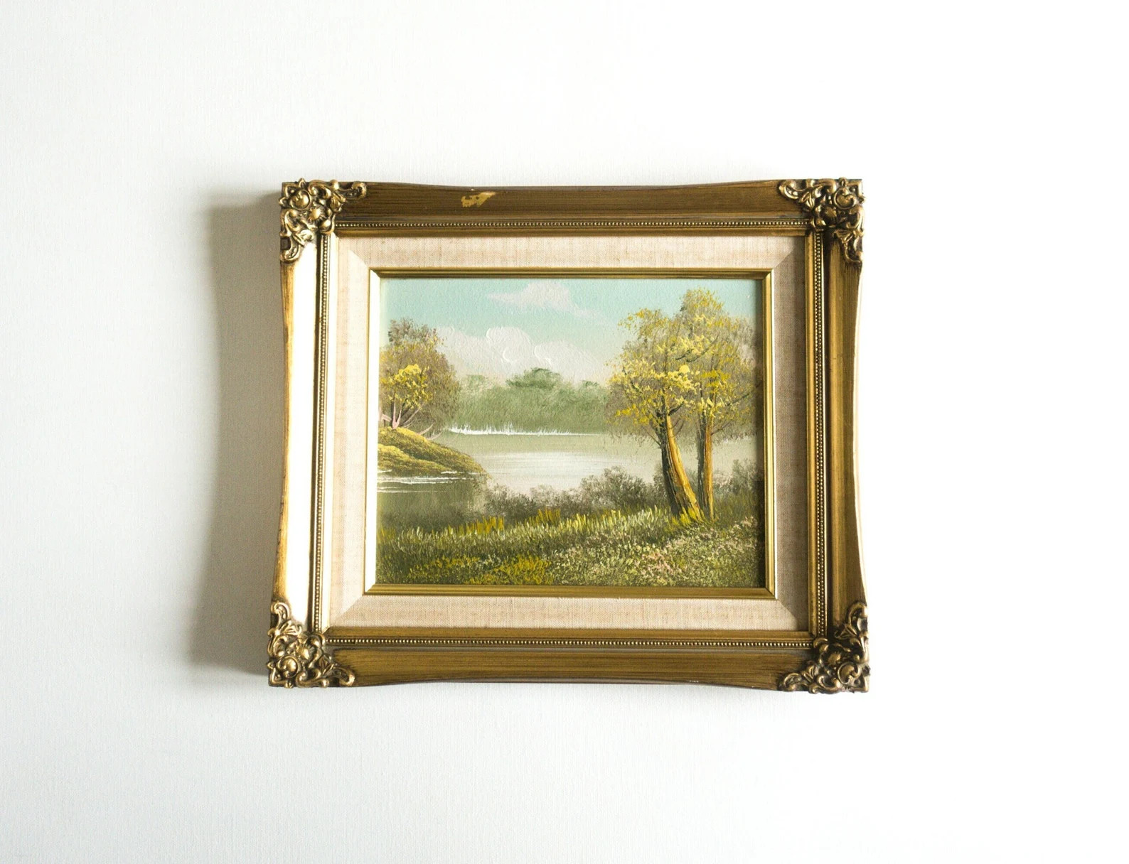 Vintage Landscape Art in Ornate Gold Frame, Traditional Painting with Trees and Lake | Etsy (US)
