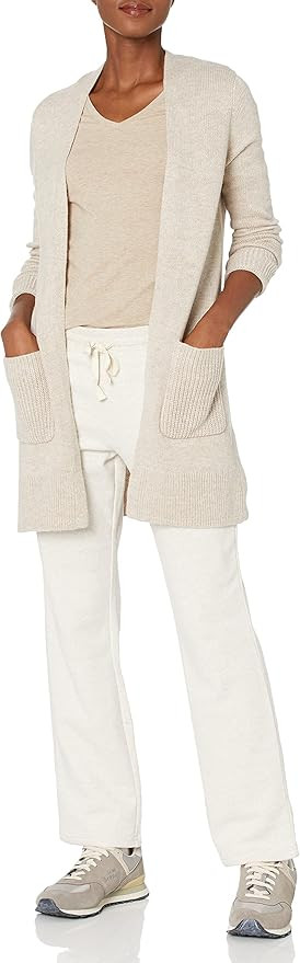 Amazon Essentials Women's Long-Sleeve Jersey Stitch Open-Front Sweater | Amazon (US)