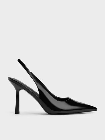 Patent Pointed-Toe Slingback Pumps
    
         - Black Patent | Charles & Keith US