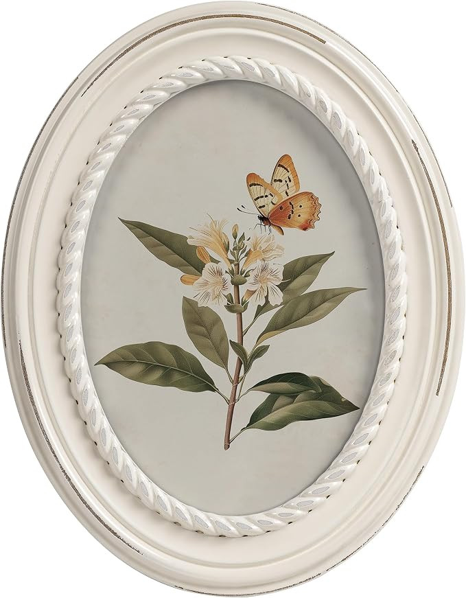 Afuly Oval Photo Frame 7x5 Photo Frames White Picture Frames Vintage Picture Frame Cream Cute Sha... | Amazon (UK)