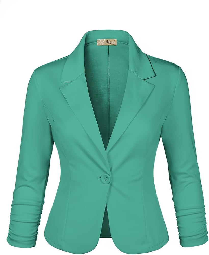 Hybrid & Company Women's Lightweight Casual Work Office Stretch Ponte Cardigan Blazer Jacket Made... | Amazon (US)
