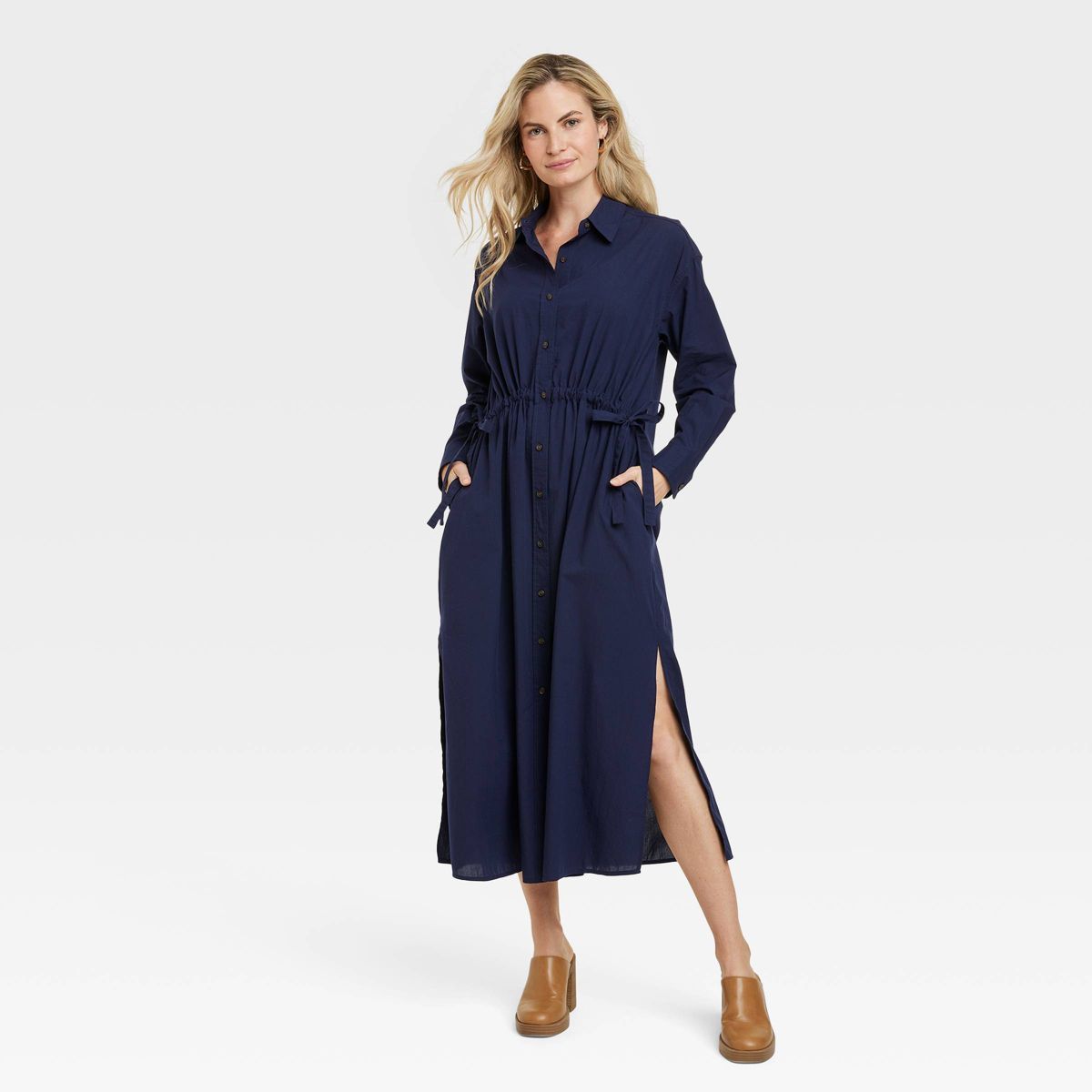 Women's Long Sleeve Cinch Waist Maxi Shirtdress - Universal Thread™ | Target