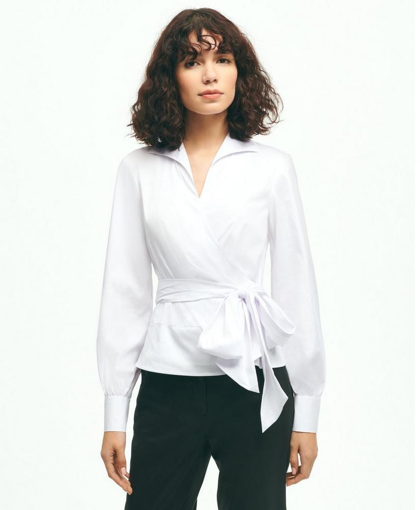 Stretch Cotton Blend Wrap Top | Brooks Brothers