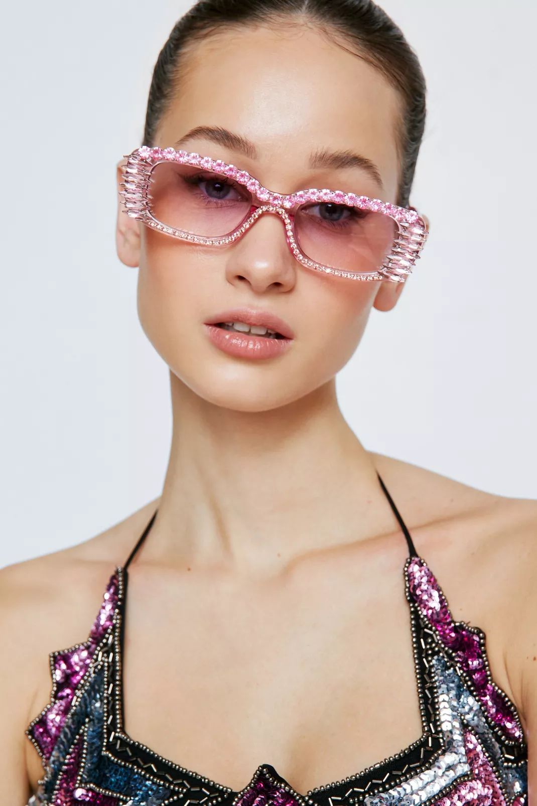 Embellished Rectangle Sunglasses | Nasty Gal (US)