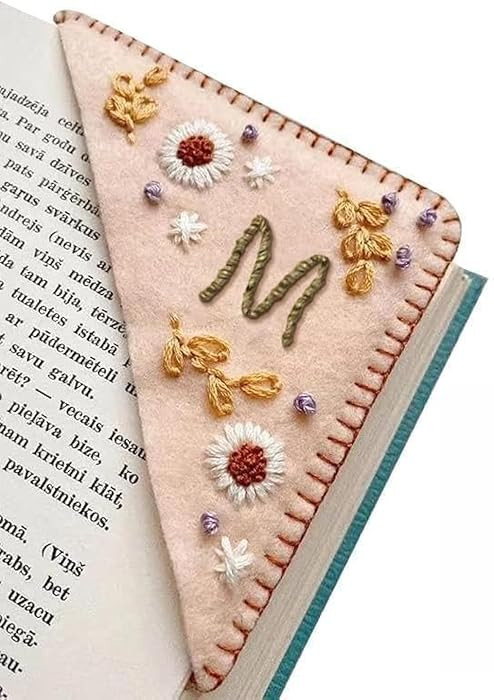 MOTEERLLU Personalized Hand Embroidered Corner Bookmark,Felt Triangle Page Stitched Handmade Book... | Amazon (US)