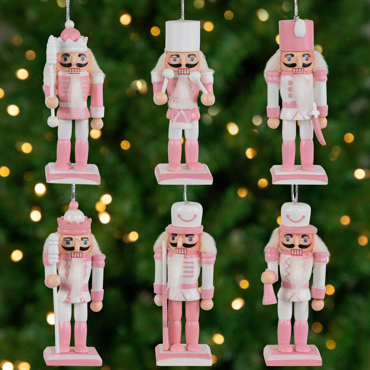 Northlight Nutcracker Soldier Christmas Ornaments - 3.25" - Pink and White - Set of 6 | Target
