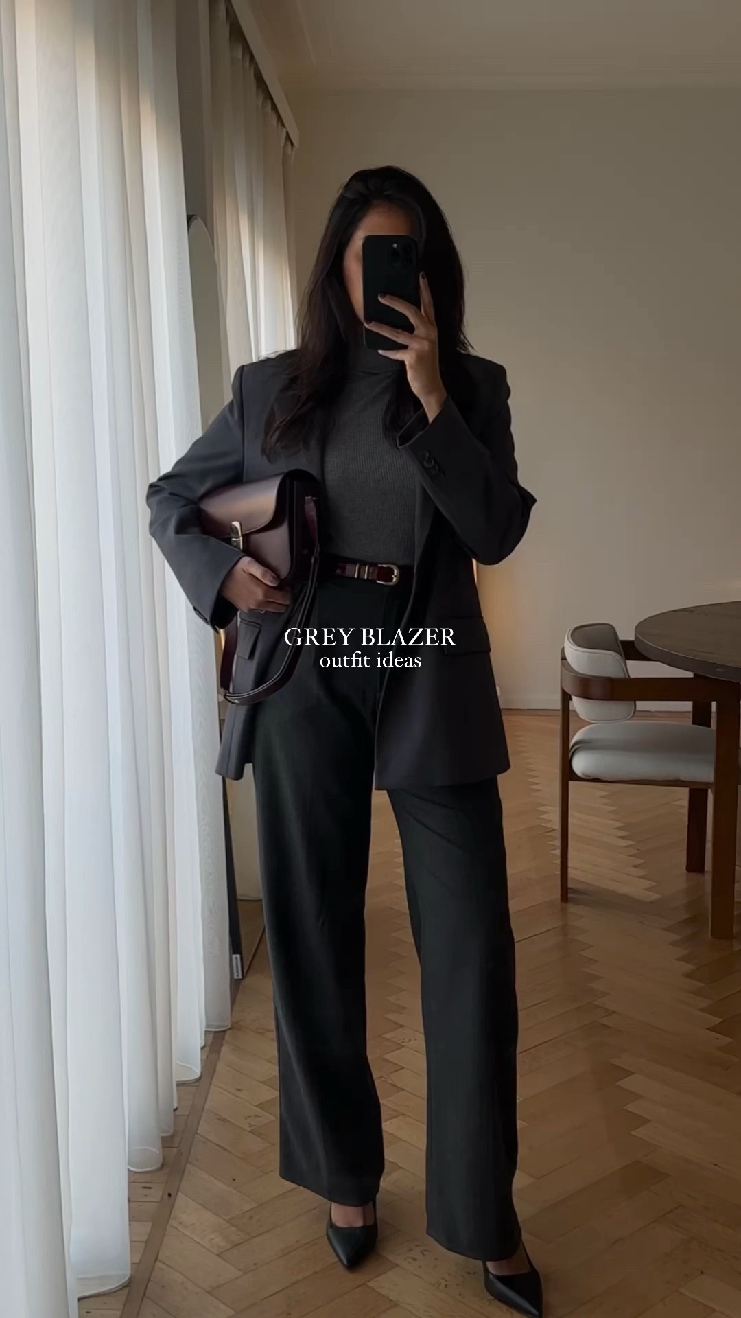 Grey blazer outfits inspo