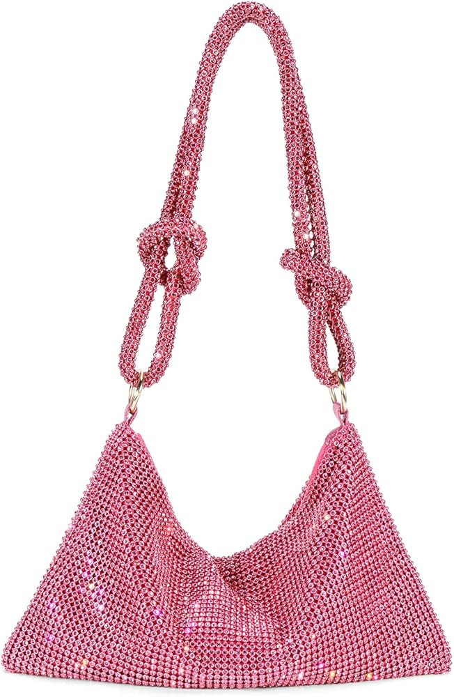 Rhinestone Purses for Women Chic Sparkly Evening Handbag Bling Hobo Bag Shiny Silver Clutch Purse... | Amazon (US)