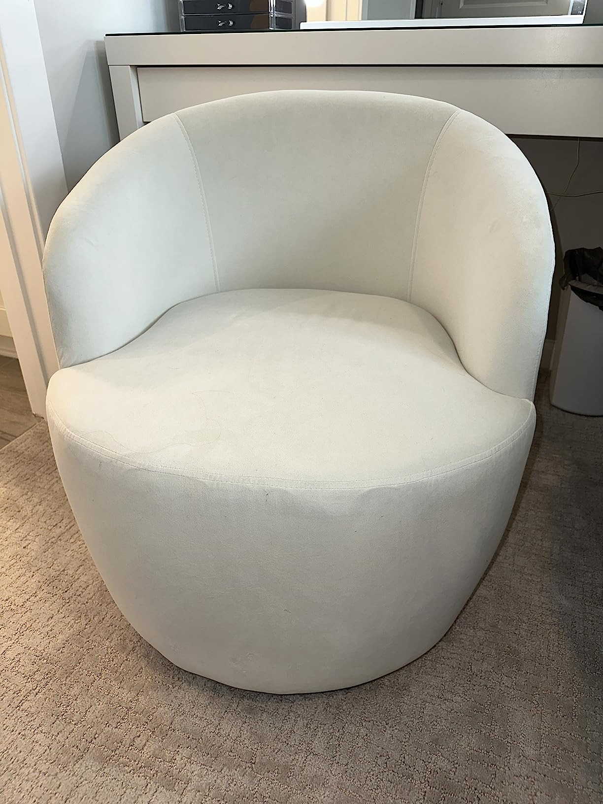 KIVENJAJA Swivel Barrel Chair, Teddy Sherpa Upholstered Modern Round Accent Arm Chairs, 360 Degre... | Amazon (US)