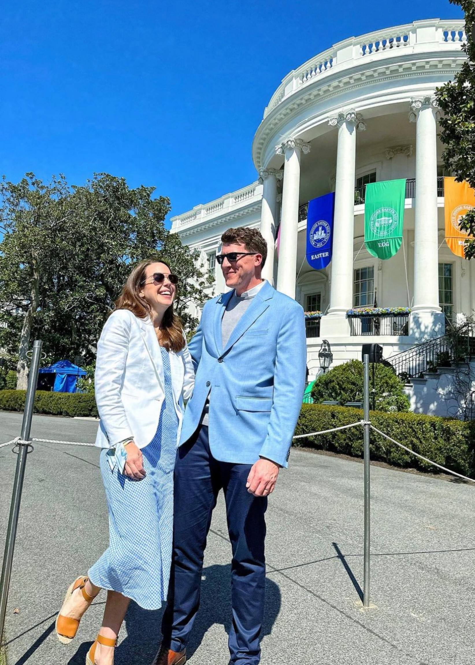 This JCrew gingham linen slip dress was perfect for Easter at the White House Easter Egg Roll