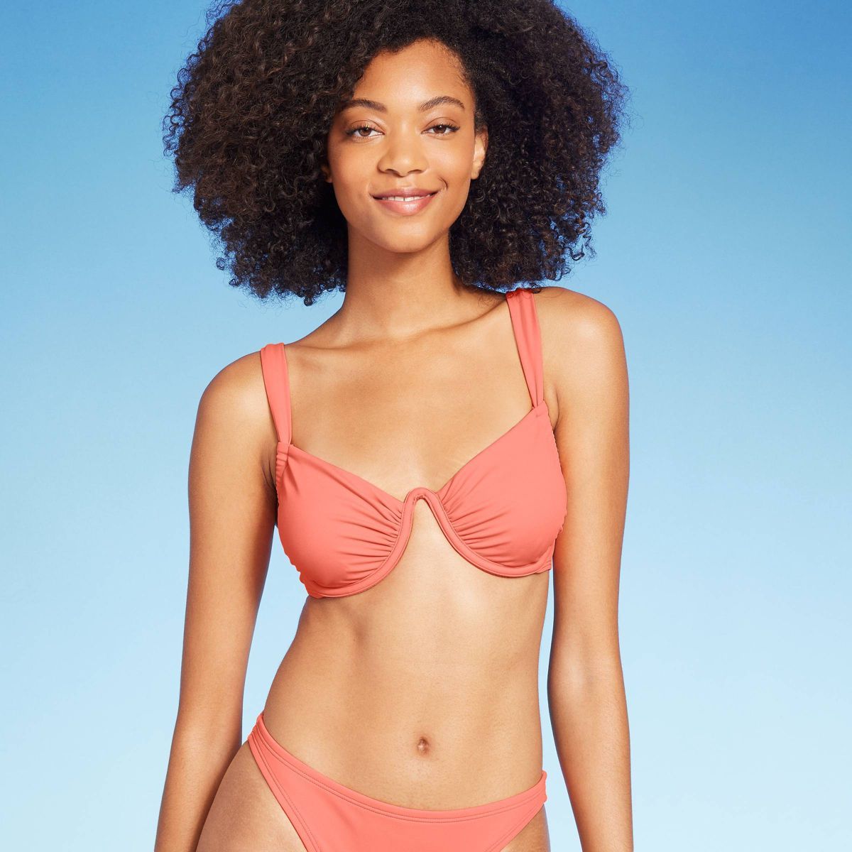 Women's Shirred Cup Continuous Underwire Bikini Top - Shade & Shore™ Pink | Target