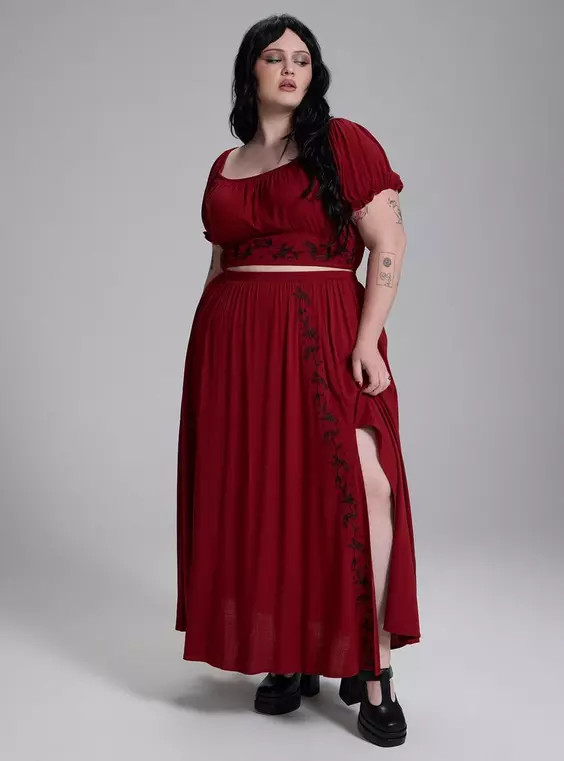 Embroidered Slit Maxi Skirt in Multi | Torrid (US & Canada)