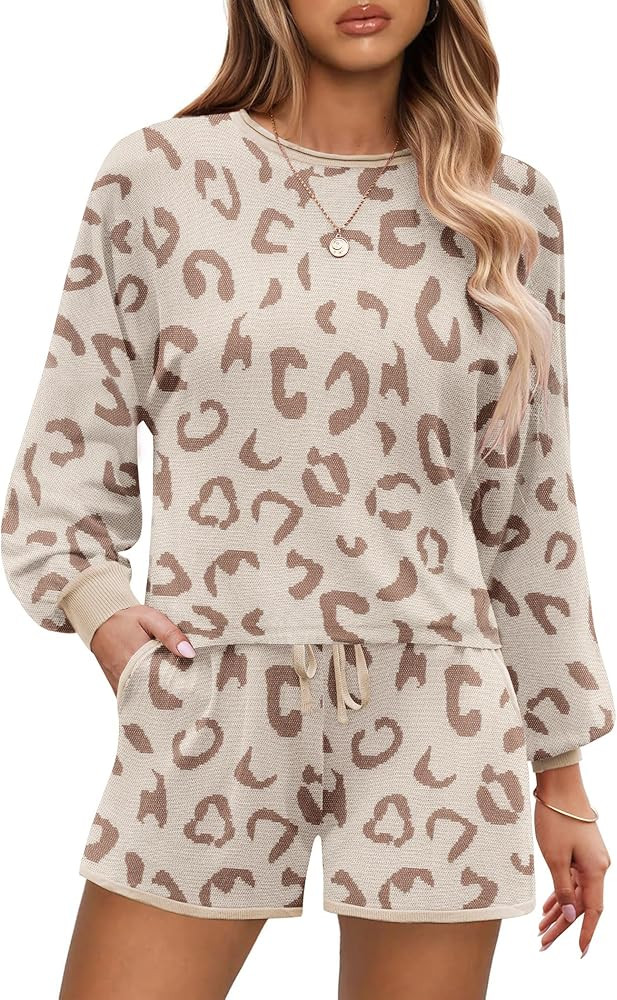 Ekouaer Knit Pajamas Set for Women Lounge Wear Sets Long Sleeve Sweatsuit Matching 2 Piece Outfit... | Amazon (US)