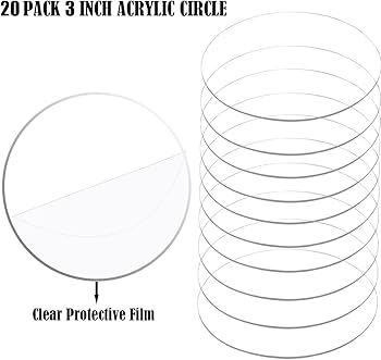 20 Pieces Clear Acrylic Circles 3 Inch Acrylic Plexiglass Disc Transparent Round Acrylic Card Sig... | Amazon (US)