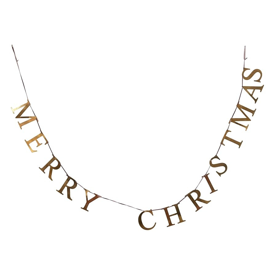 Creative Co-Op 55" L Merry Christmas, Brass Finish Metal Garlands, Multi | Amazon (US)