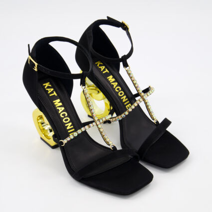 Black Leather Sadia Heeled Sandals | TK Maxx