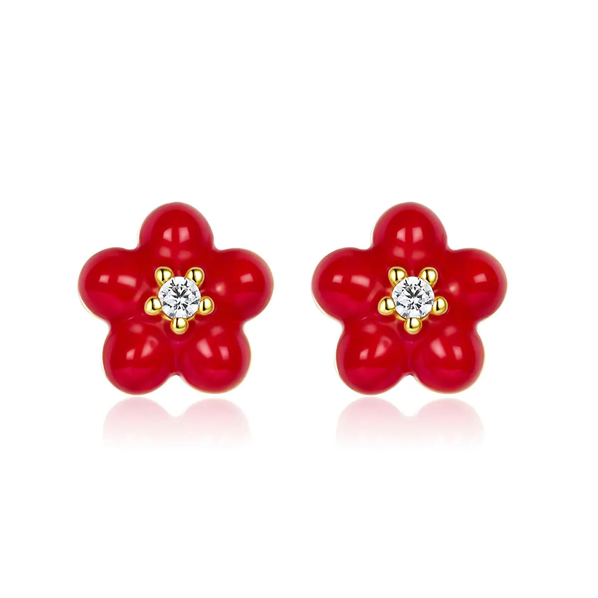 Petit Daisy Red Earrings | Anna Zuckerman