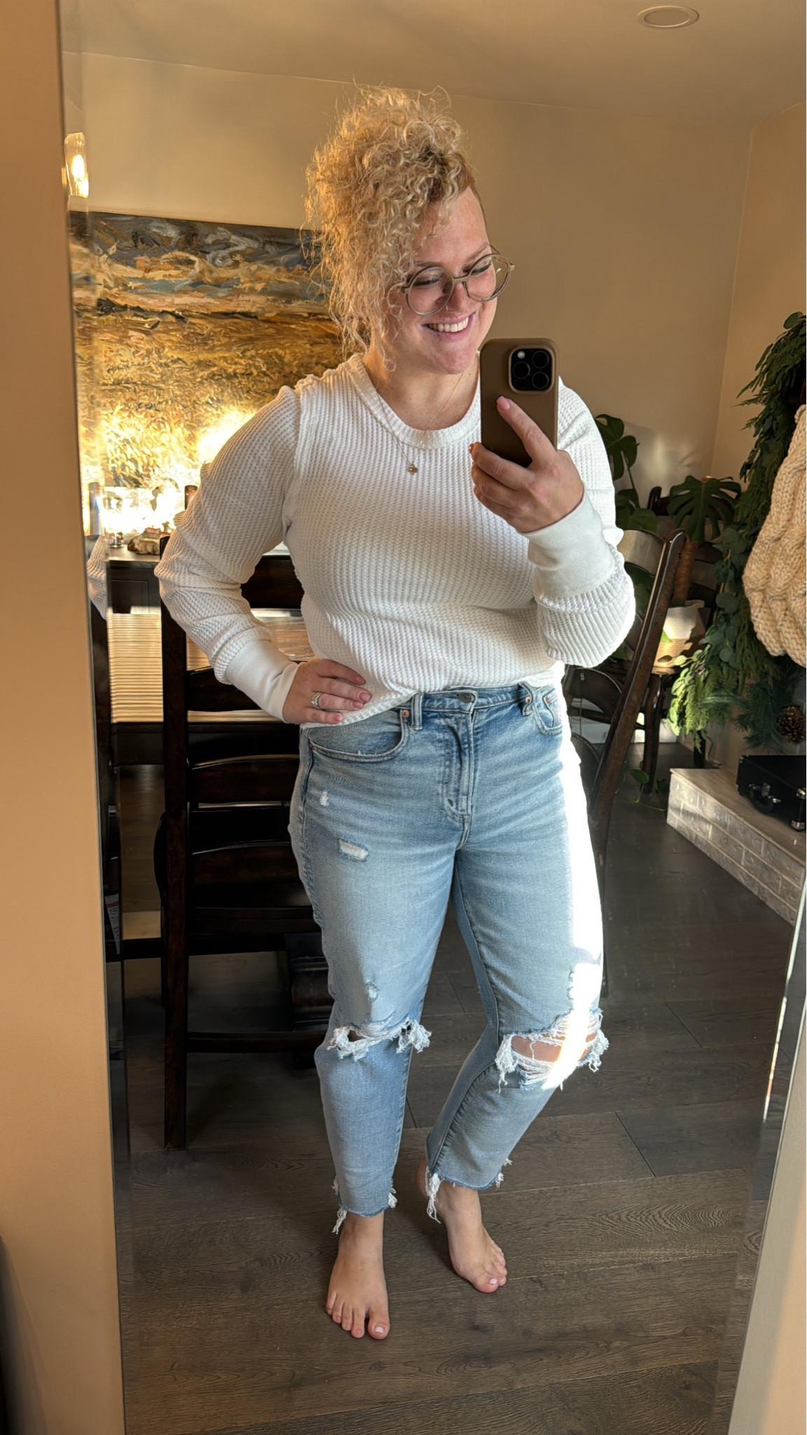 I’ve been REALLY into thermals during this colder season and theses from Free People are gorgeous! Has a lot of unfinished edge detailing. The waffle kit is so cute. Not too long and perfect for front or side tuck or just to wear untucked over jeans. 

I’m wearing a large 

#LTKmidsize #LTKSeasonal #LTKfindsunder50