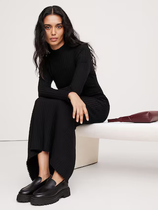 Wide Ribbed Turtleneck Maxi Dress | Banana Republic (US)