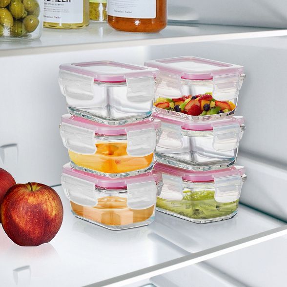 OSTO Set of 6 Clear Glass Food Storage Containers with Locking Lid; 5 Oz Microwave and Dishwasher... | Target