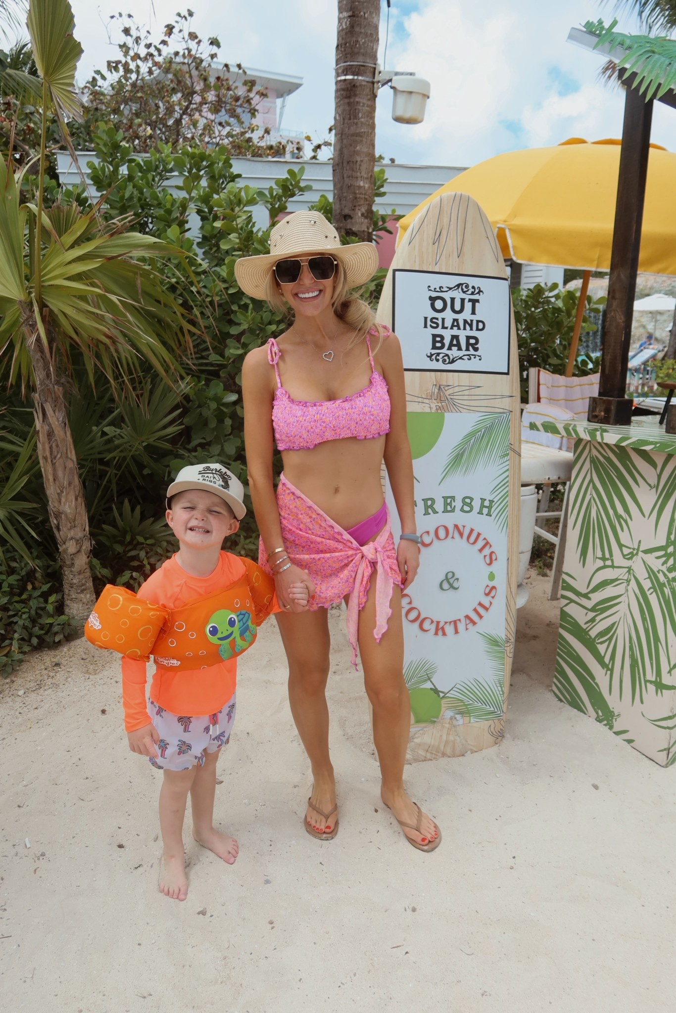 Love the fit of this 👙 & the matching coverup for the waterpark 💙 linking the cloud Amazon flip flops 10/10 & little swim shorts!! 

#LTKgrwm #LTKSwim #LTKootd