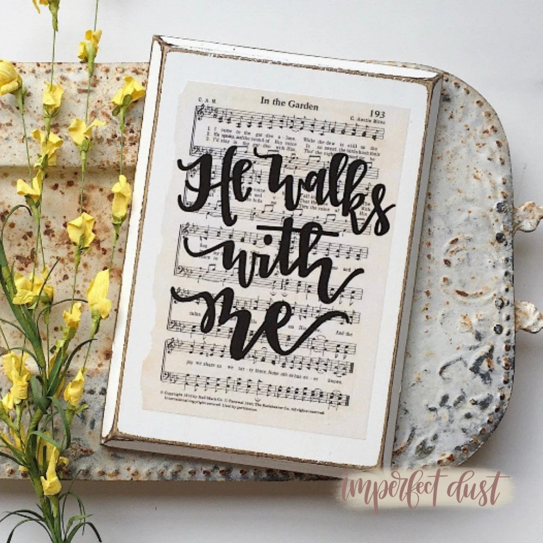 In the Garden Hymn | He Walks With Me | Hymn Sign | Christian Music | Wall Art | Sympathy, Condol... | Etsy (US)