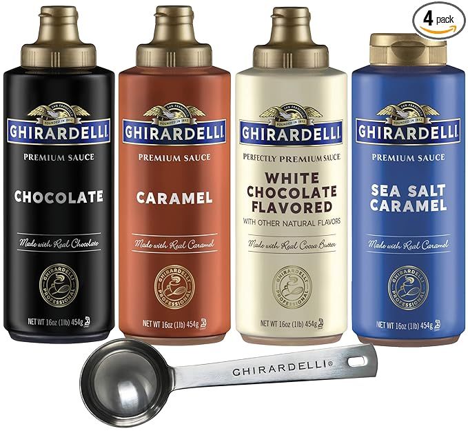 Ghirardelli Chocolate, Caramel, White Chocolate and Sea Salt Caramel Flavored Sauce 16 oz Bottles... | Amazon (US)