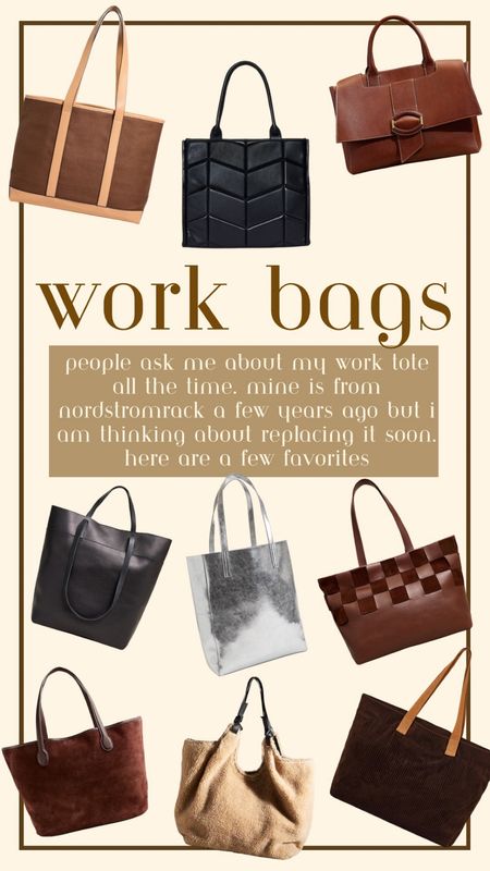 some of my favorite totes for work! Im in the market for a new one after 2ish years with my current and figured I’d share what I found

#LTKstyletip #LTKitbag #LTKworkwear