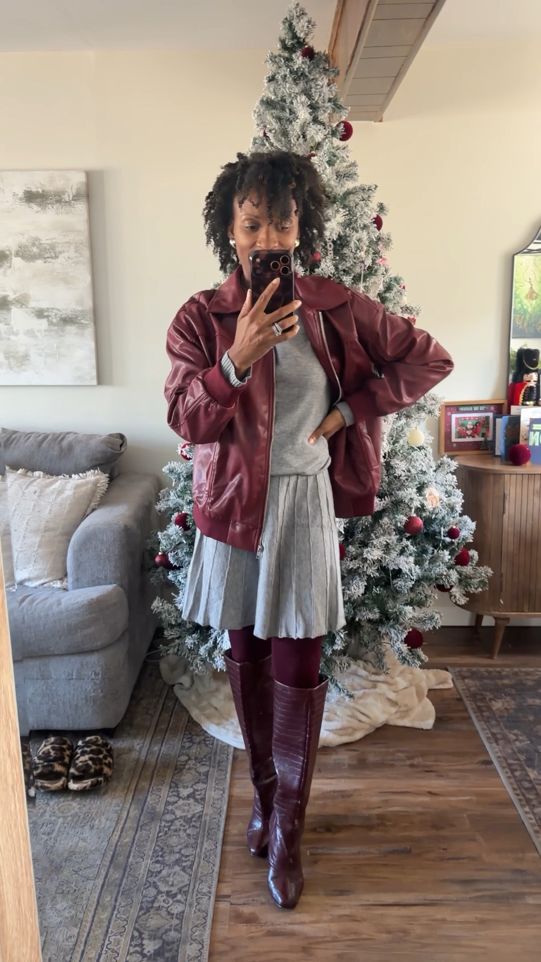 Faux leather bomber jacket for under $40.  I’m wearing a size small and comes in sizes S-XL

#LTKootd