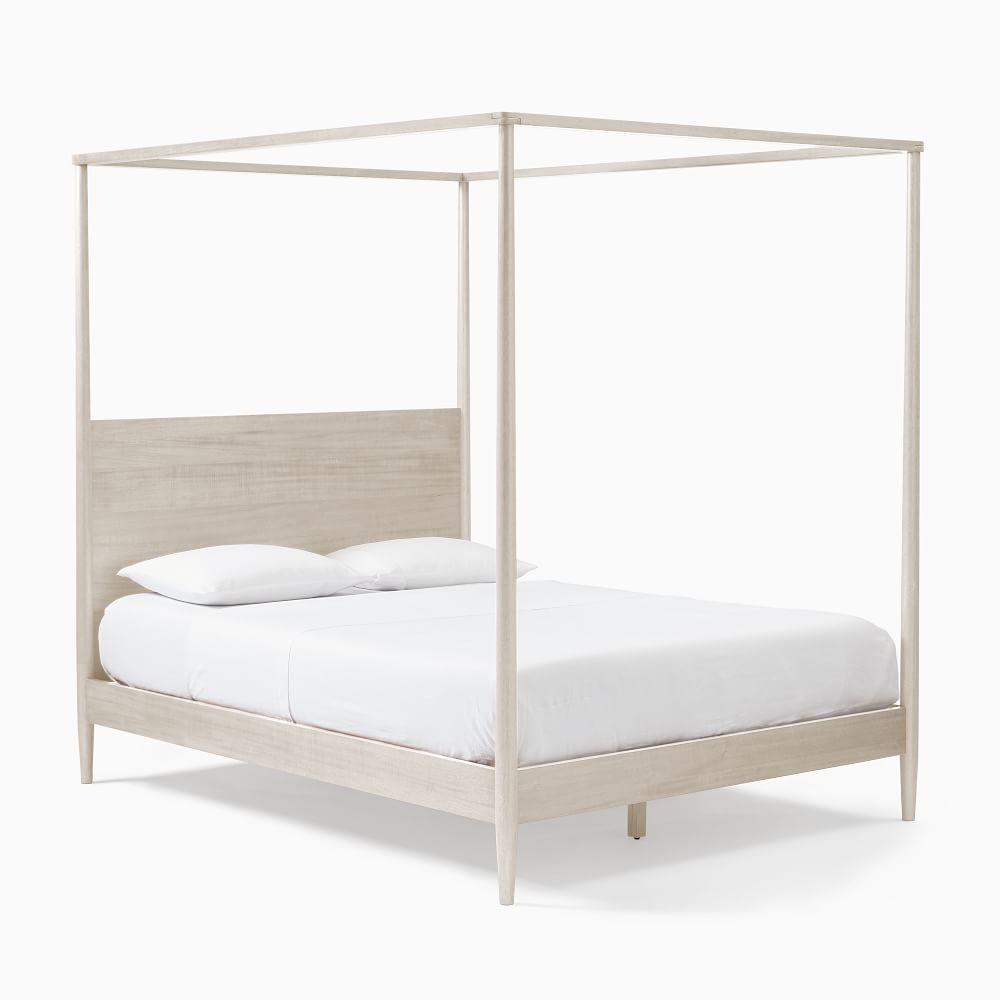 Mid-Century Canopy Bed, Queen, Pebble | West Elm (US)