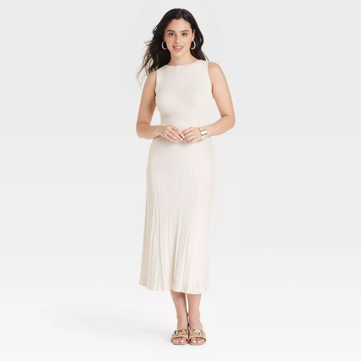 Women's Faux Plisse Midi Sweater Dress - A New Day™ | Target