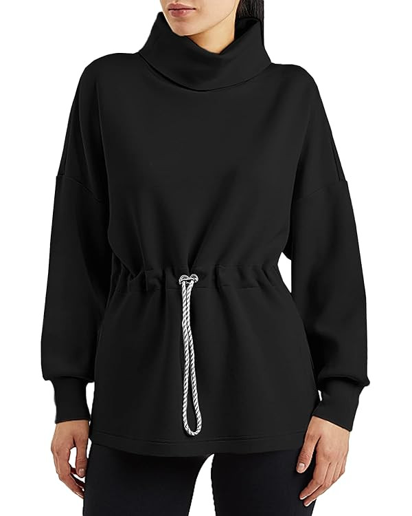 Doshoop Women's Turtleneck Sweatshirts Long Sleeve Pullover Tops Side Slit Tunic Shirts with Draw... | Amazon (US)