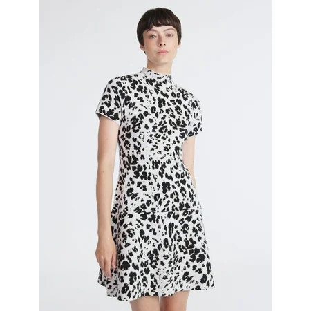 Scoop Women's and Women’s Plus Fit and Flare Jacquard Sweater Dress, Sizes XS-4X | Walmart (US)