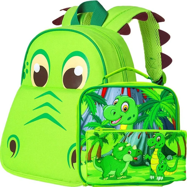 AGSDON 3PCS Toddler Backpack and Lunch Box for Boys, 12" Dinosaur Preschool Kids Bookbag, Cute An... | Walmart (US)