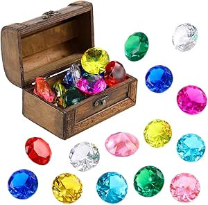 XIJUAN Diving gem Pool Toys,15 Big Colorful Diamond Big Treasure Chest Summer Swimming gems Pirat... | Amazon (US)