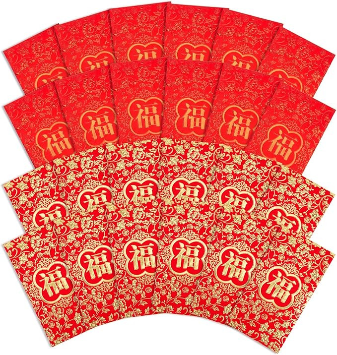 VGOODALL 36PCS Red Envelopes Chinese 2024 Dragon Year,Chinese New Year Hong Bao Packet Red Gold L... | Amazon (US)
