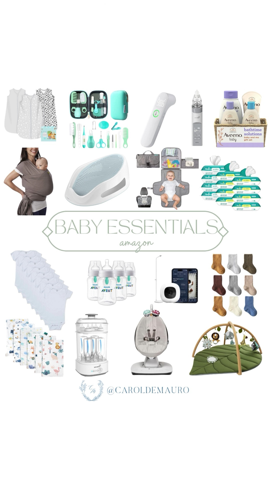 Cross off a few more things on your new momma checklist with this baby essentials guide that’s all available on Amazon: Aveeno bathtime solution set, Pampers baby wipes, baby bottles, a portable diaper changing pad, a baby sleep sack, a baby monitor, a baby activity mat, and more!
#babyregistry #momessentials #pregnancyjourney #nurserymusthaves

#LTKGiftGuide #LTKBaby #LTKFindsUnder100
