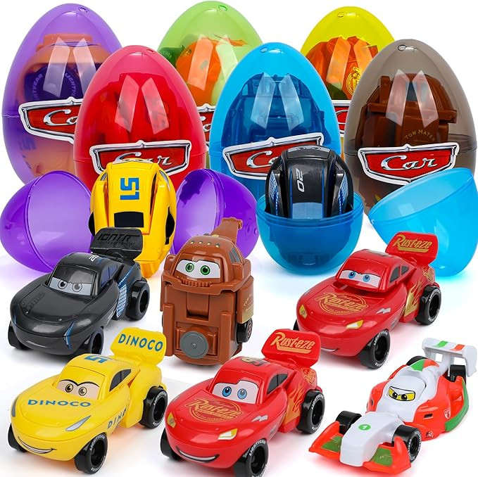 6 PCS Easter Eggs Filled with Die-Cast Car for Boy - Metal Vehicle Toys for Easter Egg Hunts, Bas... | Amazon (US)