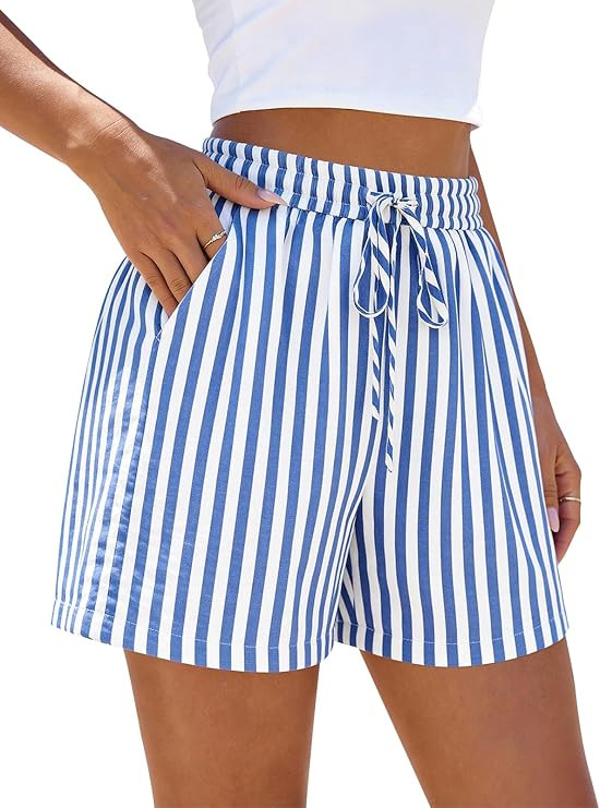 PRETTYGARDEN Elastic Waist Summer Shorts for Women Trendy 2026 Gingham Cute Pajama Bottoms Plaid ... | Amazon (US)