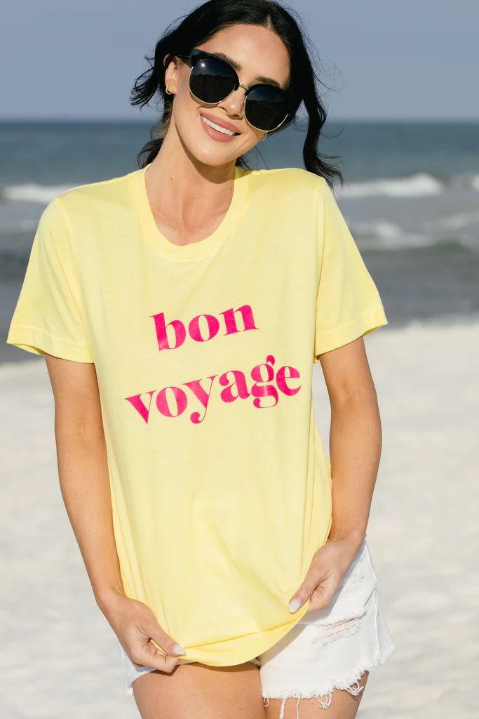 Bon Voyage Heather Yellow Graphic Tee | The Mint Julep Boutique