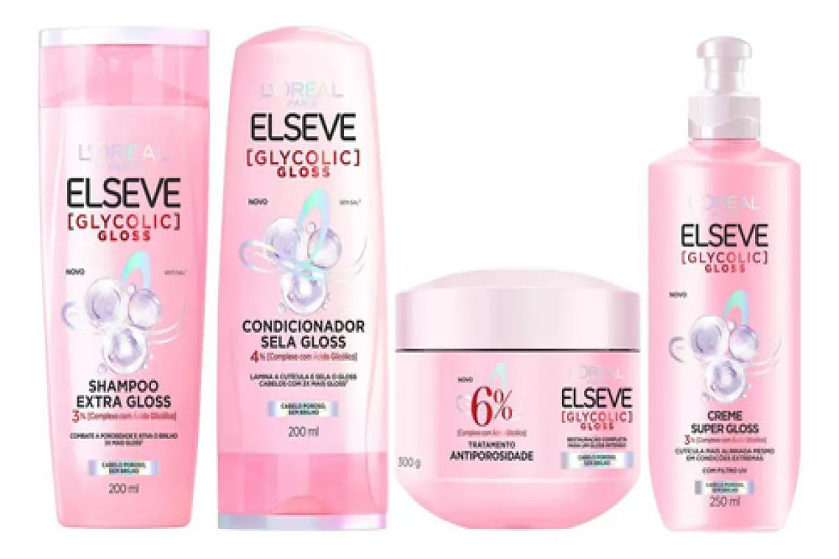 Kit Cabelos Extra Brilho - Glycolic Gloss L´Oréal Elseve | DrogaRaia (BR)