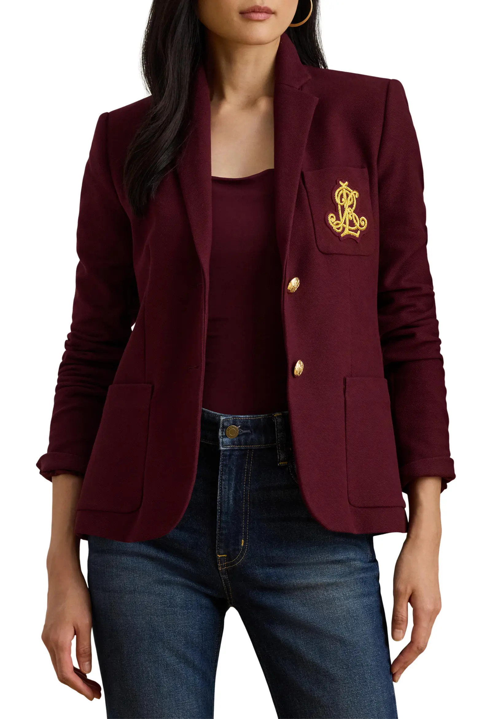 Lauren Ralph Lauren Stretch Cotton Piquè Blazer (Women) | Nordstrom | Nordstrom