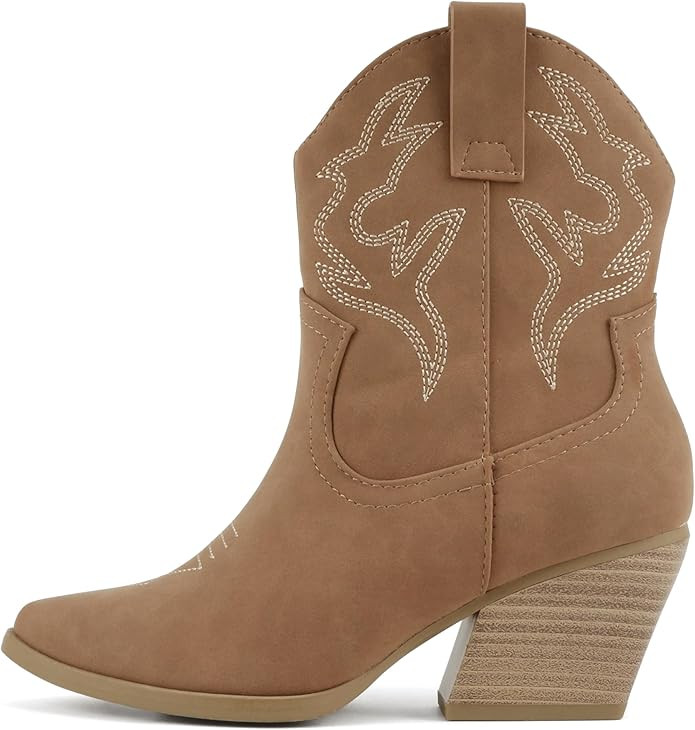 Soda “BLAZING” ~ Women Western Bootie Pointe Toe with Low Heel (Wide Fit Available) | Amazon (US)