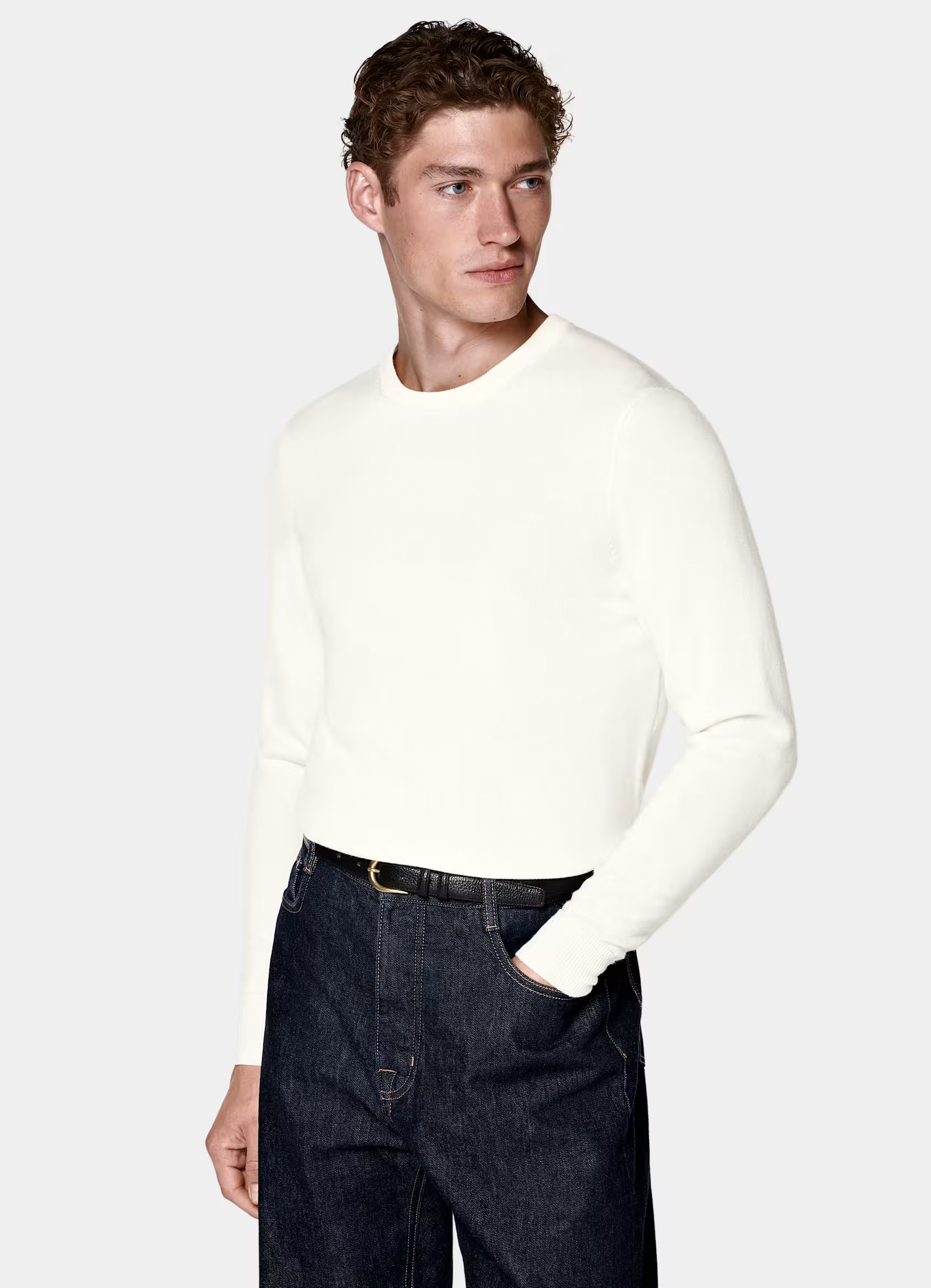 Off-White Merino Crewneck | Suitsupply (US)