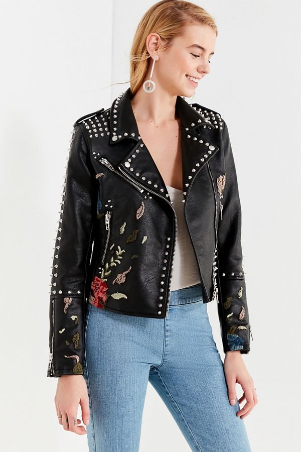 BLANKNYC Budding Romance Studded Moto Jacket | Urban Outfitters US